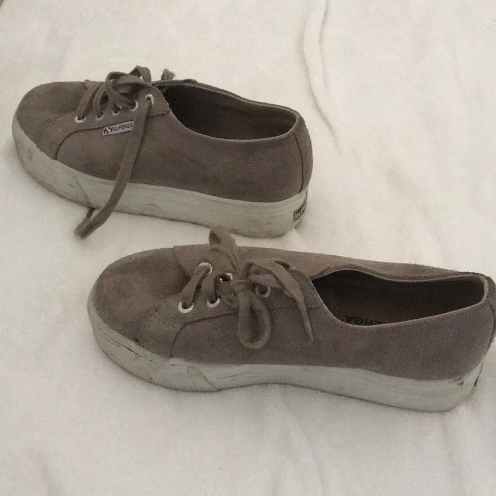 Dark gray suede platform